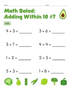 Math Salad: Adding Within 10 #7