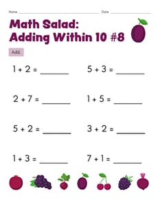 Math Salad: Adding Within 10 #8