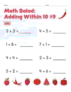 Math Salad: Adding Within 10 #9