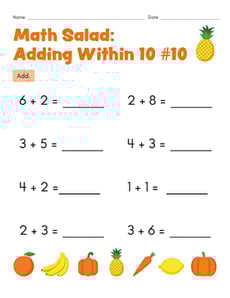 Math Salad: Adding Within 10 #10