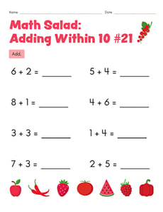Math Salad: Adding Within 10 #21