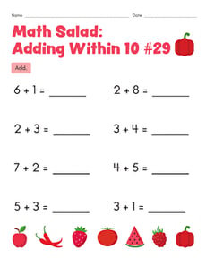 Math Salad: Adding Within 10 #29