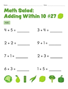 Math Salad: Adding Within 10 #27
