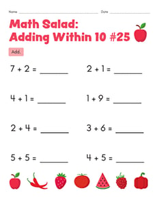Math Salad: Adding Within 10 #25