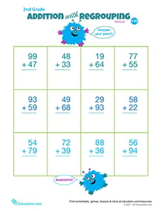 Double Digits! Practice Vertical Addition with Regrouping 10