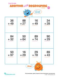 Double Digits! Practice Vertical Addition with Regrouping 21