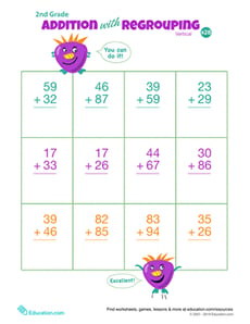 Double Digits! Practice Vertical Addition with Regrouping 28