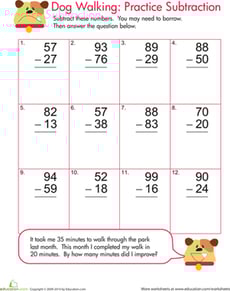 Double Digit Subtraction Practice