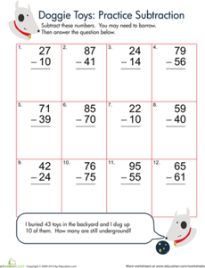 Playing Fetch: Practice Two-Digit Subtraction