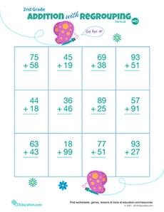 Double Digits! Practice Vertical Addition with Regrouping 45