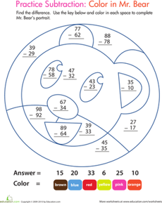 Color by Number: Practice Two-Digit Subtraction 6