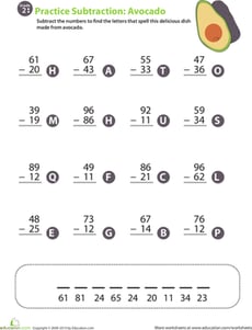 Veggie Math Mash: Two-Digit Subtraction 2