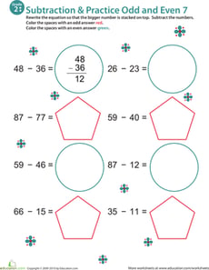 Math Mania: Practice Subtraction & Odd/Even 7