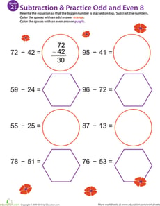 Math Mania: Practice Subtraction & Odd/Even 8