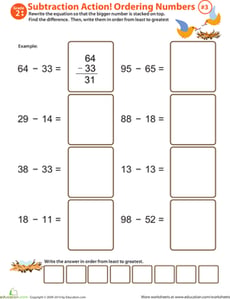Subtraction Action! Ordering Numbers #3