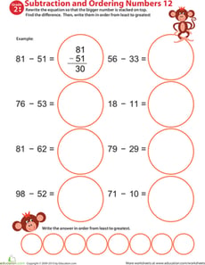 Subtraction Action! Ordering Numbers #12