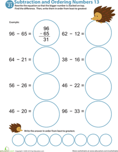 Subtraction Action! Ordering Numbers #13
