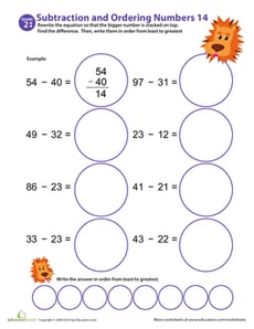 Subtraction Action! Ordering Numbers #14