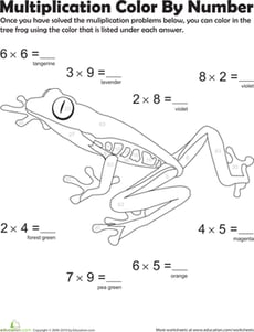 Multiplication Color by Number: Tree Frog 2
