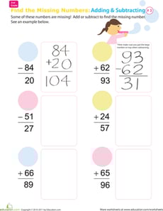 Find the Missing Numbers: Reverse Addition & Subtraction #3