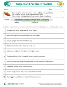 Subject and Predicate Practice