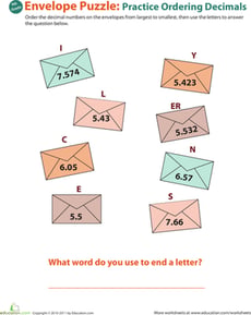 Decimal Dash: Practice Ordering Decimals #4