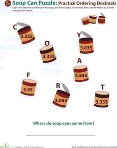 Decimal Dash: Practice Ordering Decimals #5