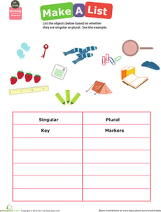 Get into Grammar: Make a Singular/Plural List