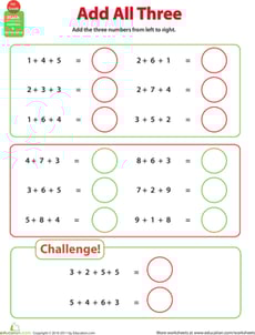 Add All Three: Adding Three Numbers