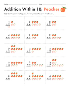 Addition Within 10: Peaches
