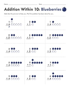 Addition Within 10: Blueberries