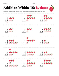 Addition Within 10: Lychees