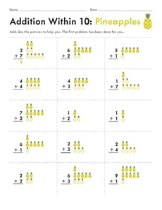 Addition Within 10: Pineapples