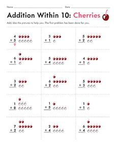 Addition Within 10: Cherries