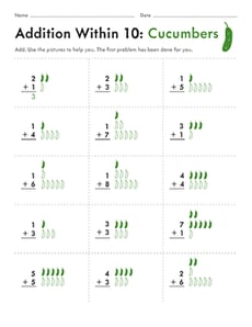 Addition Within 10: Cucumbers