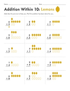 Addition Within 10: Lemons