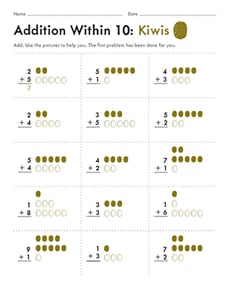 Addition Within 10: Kiwis