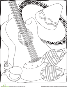 Color the Cinco de Mayo Instruments