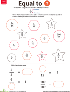 Fraction Practice: Equal to 1