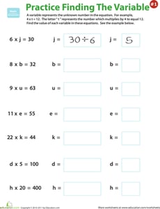 Practice Finding the Variable #1