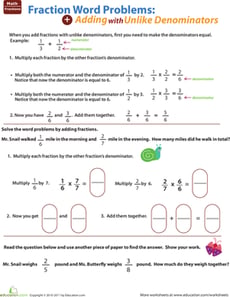 Adding with Unlike Denominators Word Problem