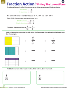 Fraction Action! Reducing to Lowest Terms #2