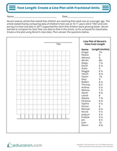 Foot Length: Create a Line Plot with Fractional Units