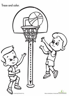 Trace & Color: Basketball Game