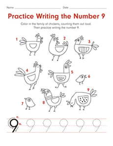 Practice Writing the Number 9