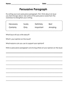 Plan a Persuasive Paragraph