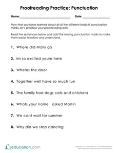 Proofreading Practice: Punctuation