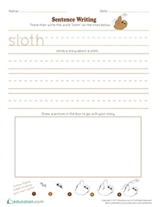 Jump into Writing: Write a “Sloth” Sentence