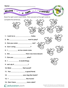 Missing Sight Words