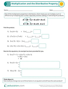  Multiplication and the Distributive Property